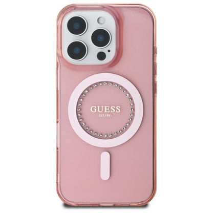 Guess IML Rhinestones MagSafe – dėklas iPhone 16 Pro Max (rožinė)