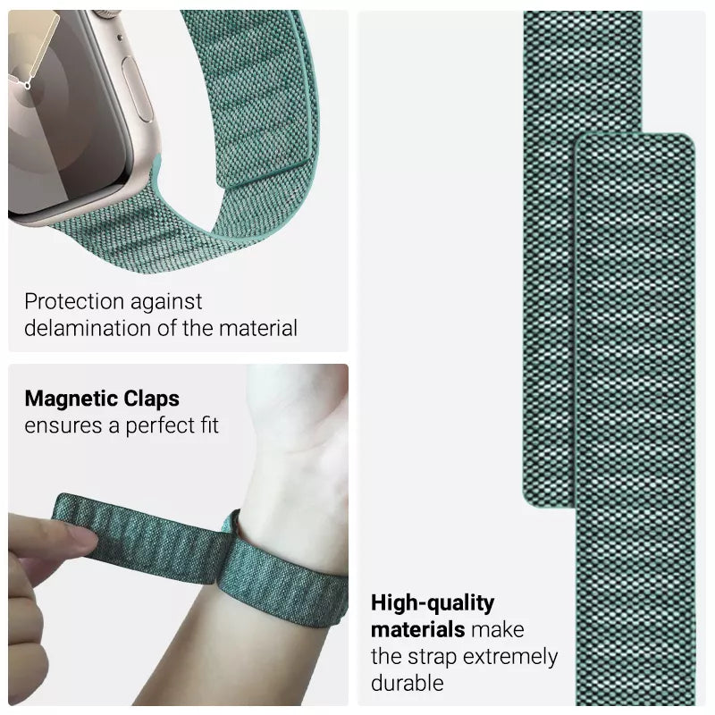 Crong Melange – magnetinis dirželis, skirtas „Apple Watch“ 44/45/46/49 mm (tirkio melanžas)
