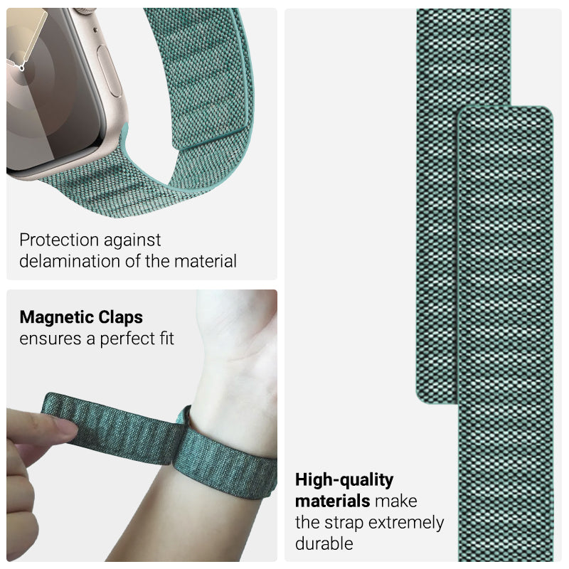 Crong Melange - Magnetinis dirželis, skirtas Apple Watch 44/45/46/49 mm (turkio spalvos melange)