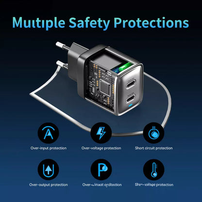 WEKOME WP-U02 Mecha Series – 2x USB-C Super Greito Įkroviklio GaN 40W tinklo įkroviklis (sidabrinis)