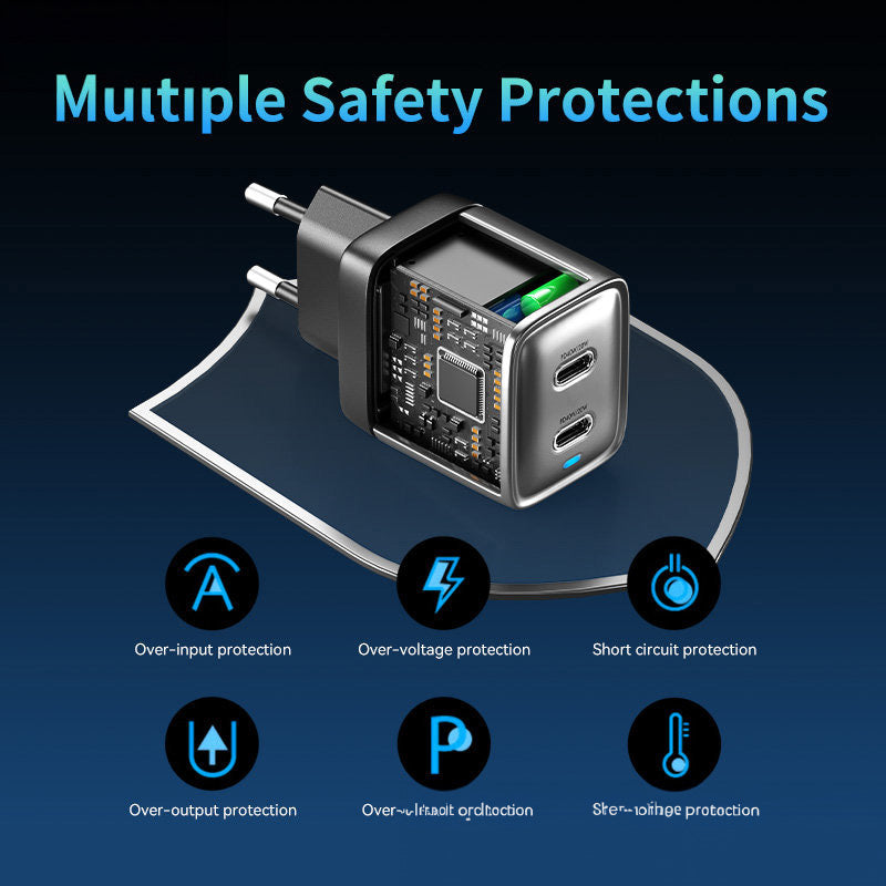 WEKOME WP-U02 Mecha Series – 2x USB-C Super Greito Įkroviklio GaN 40W tinklo įkroviklis (sidabrinis)