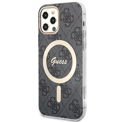 Guess Bundle Pack MagSafe 4G - Dėklų komplektas iPhone 12 / iPhone 12 Pro + MagSafe kroviklis (juodas / auksas)
