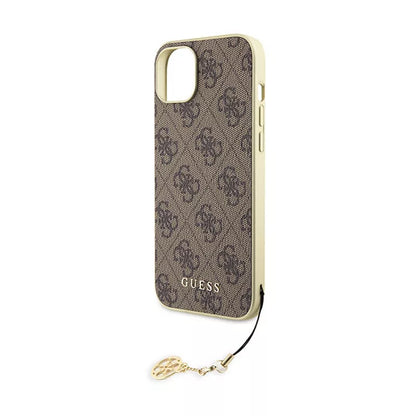 Guess 4G Charms Collection – iPhone 15 Plus dėklas (rudas)