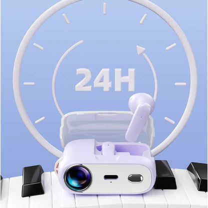 WEKOME S28 Pop skaitmeninė serija – belaidės „Bluetooth V5.3 TWS“ ausinės su įkrovimo dėklu su projektoriaus funkcija (baltos)