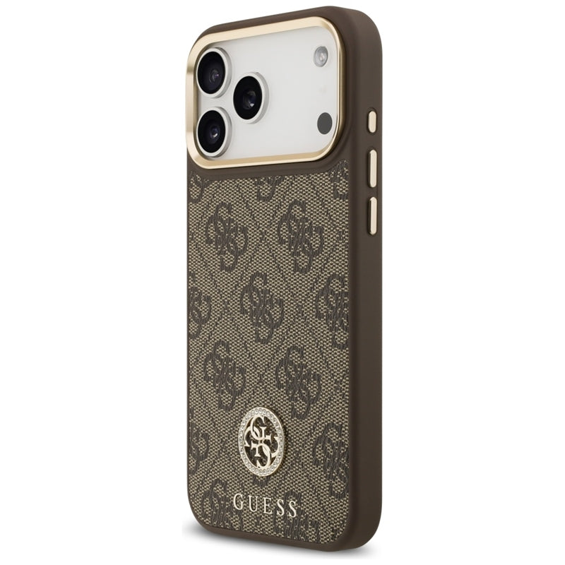Guess 4G Strass Logo MagSafe - Dėklas iPhone 17 Pro Max (Ruda)