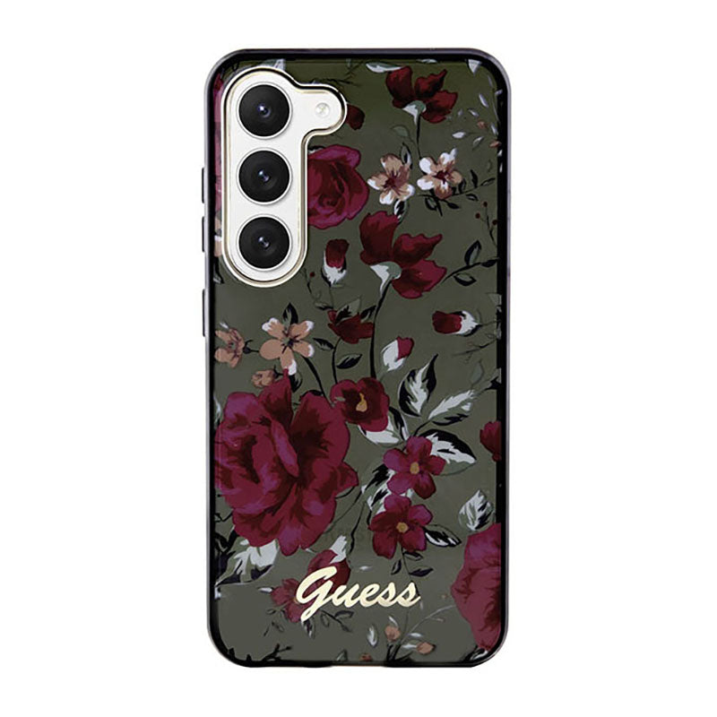 Guess Flower Collection - dėklas, skirtas Samsung Galaxy S23 (chaki)