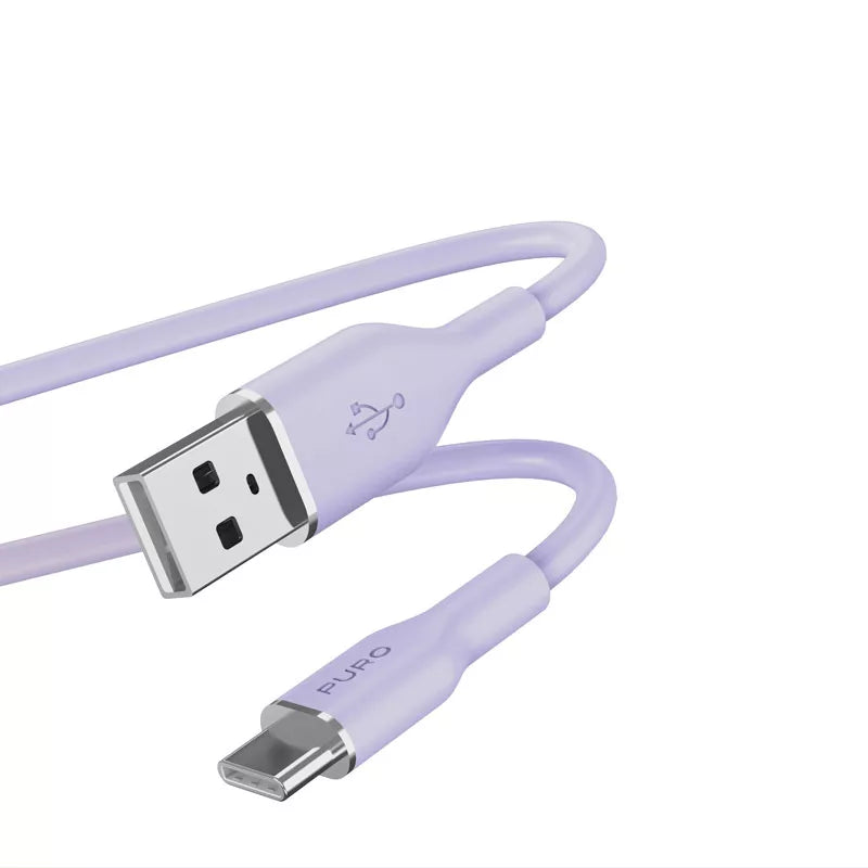PURO ICON Soft Cable – USB-A į USB-C kabelis 1,5 m (Tech Lavender)