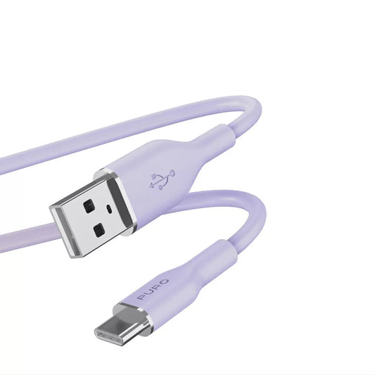 PURO ICON Soft Cable – USB-A į USB-C kabelis 1,5 m (Tech Lavender)