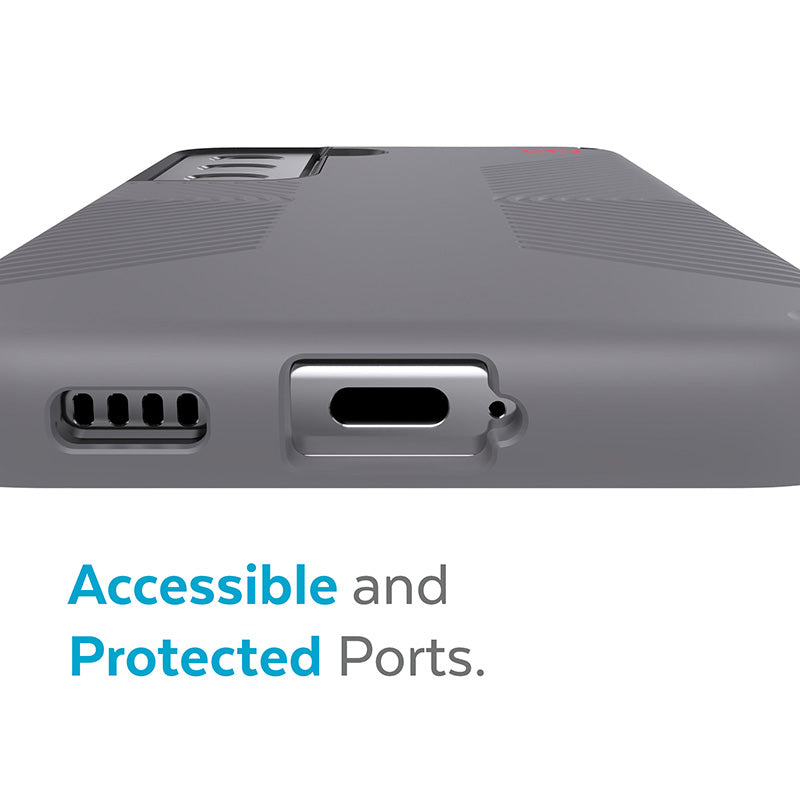 Speck Presidio2 Grip – Dėklas Samsung Galaxy S22+ su MICROBAN (grafito pilka/juoda)