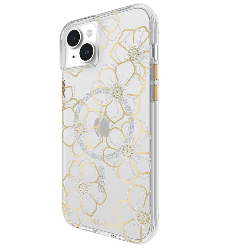 Case-Mate Floral Gems MagSafe – iPhone 15 Plus dėklas (auksinis)
