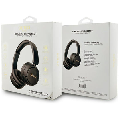 „Guess Metal Logo Script“ – belaidės virš ausų ausinės „Bluetooth V5.3“ (juodos)