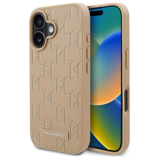 Karl Lagerfeld Hot Stamp MagSafe - "iPhone 16" dėklas (smėlio spalvos)