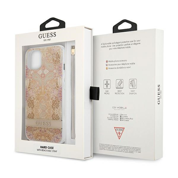 Guess Flower Cord - „iPhone 13 mini“ dėklas (auksinis)