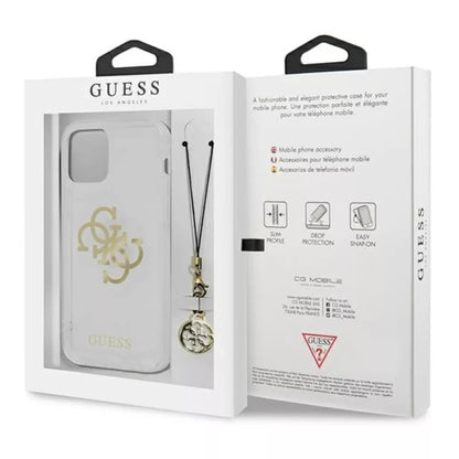 Guess 4G didelio logotipo pakabukas auksas – dėklas iPhone 13 mini (aukso spalvos pakabukai)