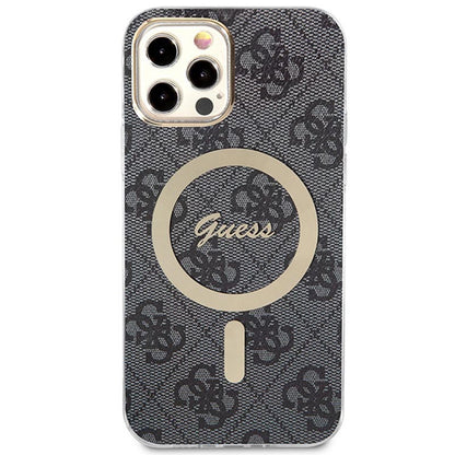 Guess Bundle Pack MagSafe 4G - Dėklų komplektas iPhone 12 / iPhone 12 Pro + MagSafe kroviklis (juodas / auksas)