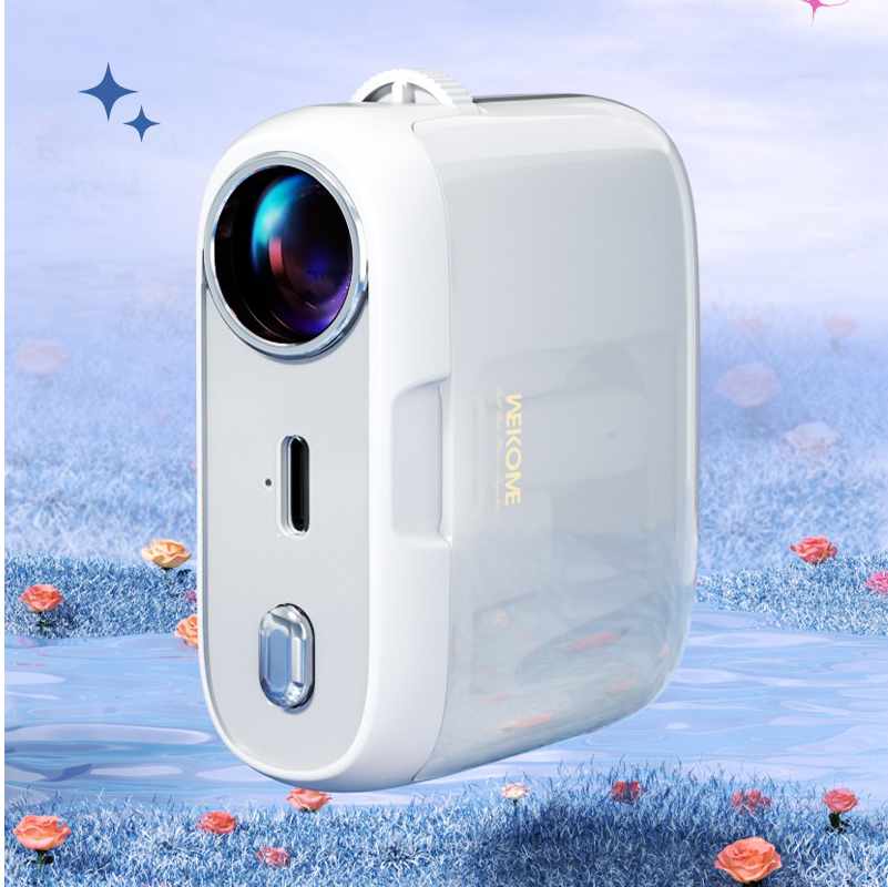 WEKOME S28 Pop skaitmeninė serija – belaidės „Bluetooth V5.3 TWS“ ausinės su įkrovimo dėklu su projektoriaus funkcija (baltos)