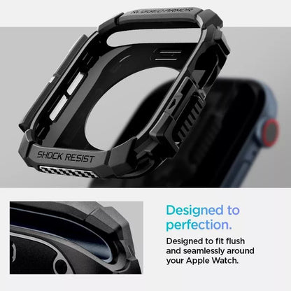 Spigen Rugged Armor – dėklas, skirtas „Apple Watch 10 42 mm“ (matinė juoda)