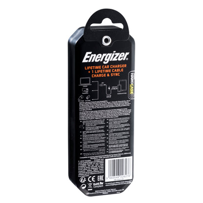 Energizer HardCase - Automobilinis įkroviklis 2x USB-A 17W 3.4A + MFi sertifikuotas Lightning laidas (juodas)