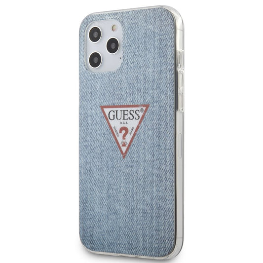 Guess Denim Triangle Lt – dėklas, skirtas iPhone 12 Pro Max (mėlynas)