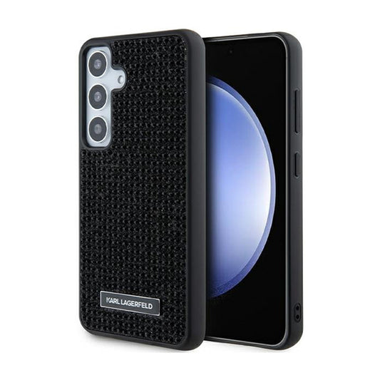 Karl Lagerfeld Dėklas su Metalo Logotipu ir Kalnų Krištolu, skirtas Samsung Galaxy S24+ (Juodas)