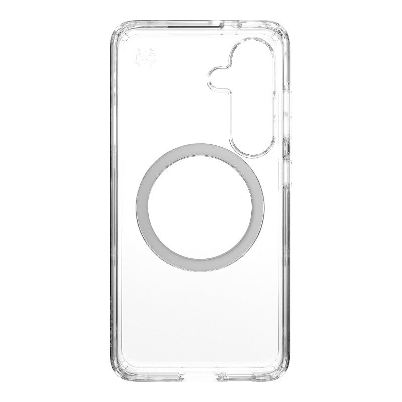 Speck Presidio Perfect-Clear Magnet - dėklas, skirtas Samsung Galaxy S25 / S24 MagSafe (permatomas / chromuotas / šviesiai sidabrinis)