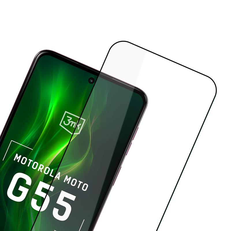 3mk HardGlass Max Lite – Grūdintas stiklas, skirtas Motorola Moto G55 5G (Juoda)