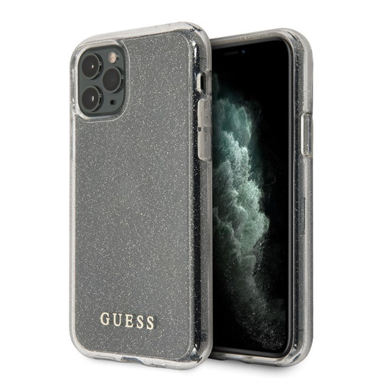 Guess blizgučių dėklas iPhone 11 Pro Max (sidabrinis)