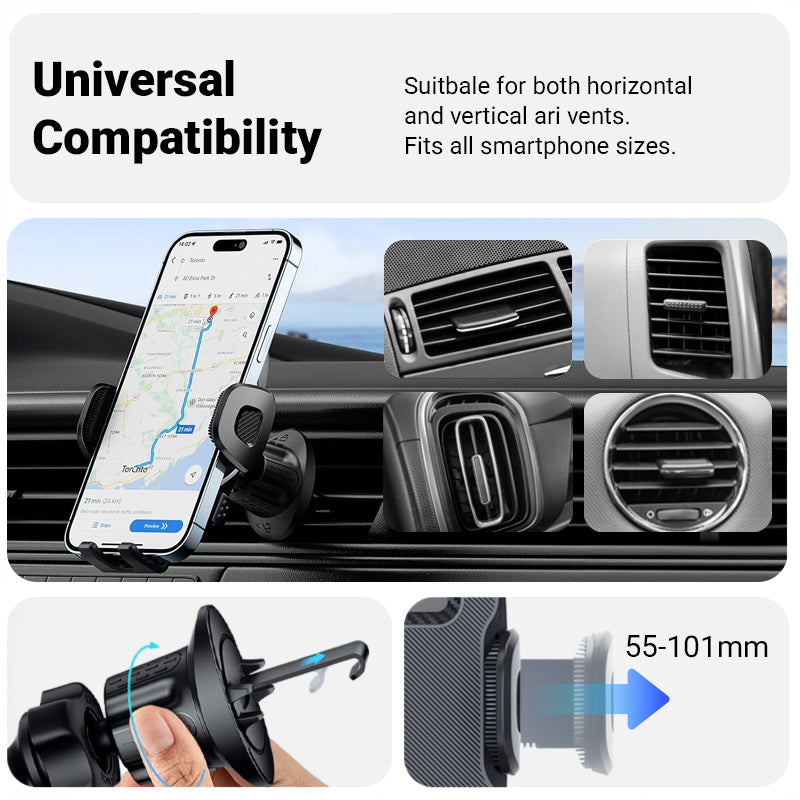 Crong Automobilinis laikiklis prie ventiliacijos grotelių – universalus, juodas