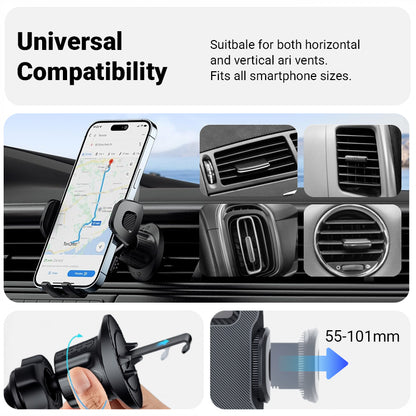 Crong Automobilinis laikiklis prie ventiliacijos grotelių – universalus, juodas