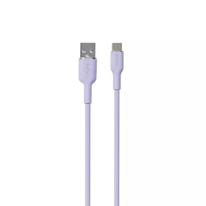 PURO ICON Soft Cable – USB-A į USB-C kabelis 1,5 m (Tech Lavender)