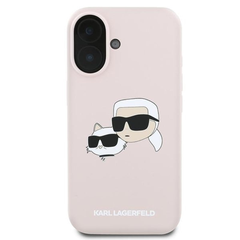 Karl Lagerfeld Silicone Double Heads Print MagSafe – iPhone 16 Plus dėklas (rožinis)