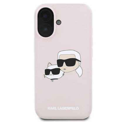 Karl Lagerfeld Silicone Double Heads Print MagSafe – iPhone 16 Plus dėklas (rožinis)