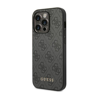 Guess 4G Metal Gold Logo dėklas iPhone 14 Pro Max (pilkas)