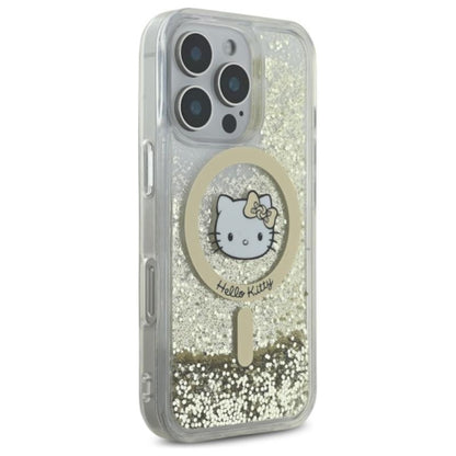 Hello Kitty skystantys blizgučiai „Fever MagSafe“ – dėklas, skirtas „iPhone 16 Pro Max“ (baltas/auksinis)