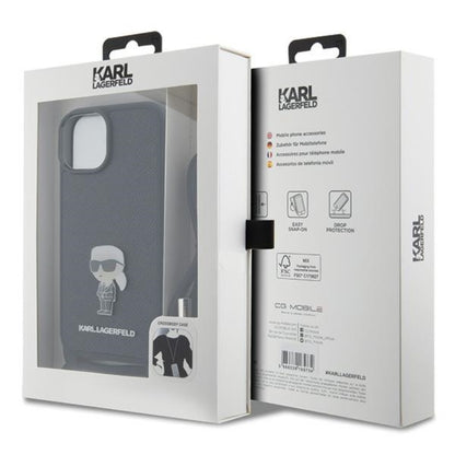 Karl Lagerfeld Crossbody Saffiano Monogram Ikonik Metal Pin - Dėklas iPhone 15 (Juodas)