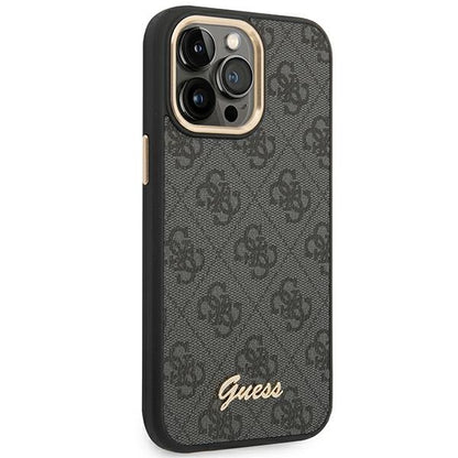 Guess 4G Metalo kameros kontūro dėklas – Dėklas skirtas iPhone 14 Pro Max (Juodas)