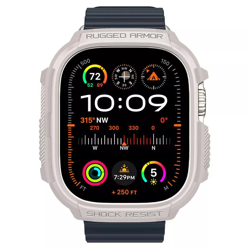 Spigen Rugged Armor - dėklas, skirtas Apple Watch Ultra 1/2 49 mm (smėlio spalvos)