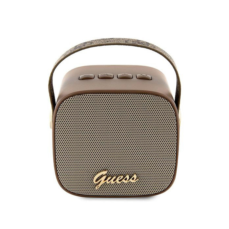 Guess mini Bluetooth garsiakalbis 4G Leather Script Logo su dirželiu - Bluetooth garsiakalbis V5.3 (rudas)