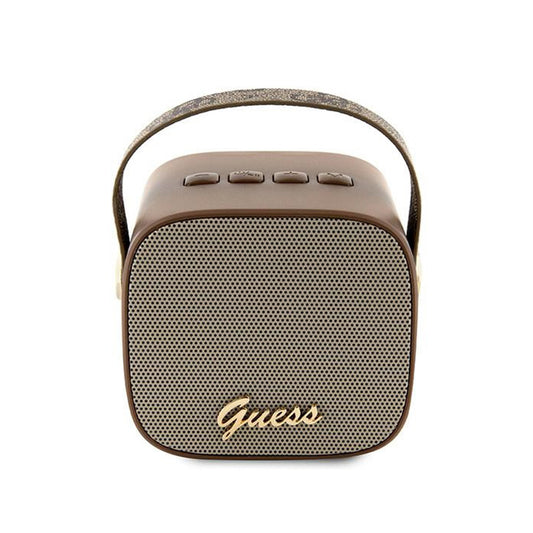 Guess mini Bluetooth garsiakalbis 4G Leather Script Logo su dirželiu - Bluetooth garsiakalbis V5.3 (rudas)