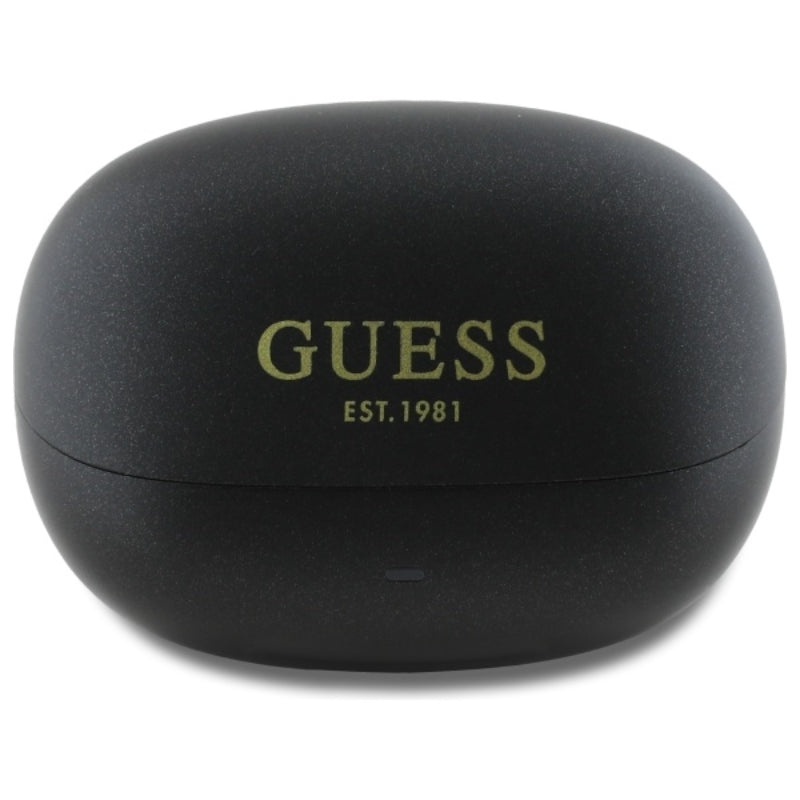Guess Capsule Printed Logo – „Bluetooth“ TWS ANC ir ENC ausinės su įkrovimo dėklu (juodos)