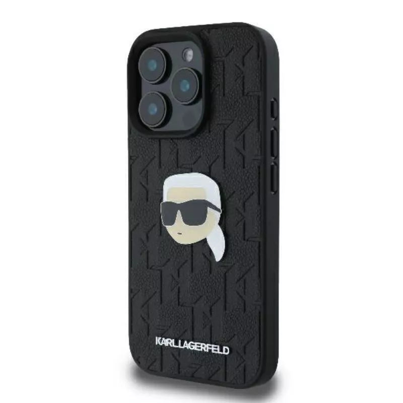 Karl Lagerfeld Monogram Karl Head smeigtukas – dėklas iPhone 16 Pro (juodas)