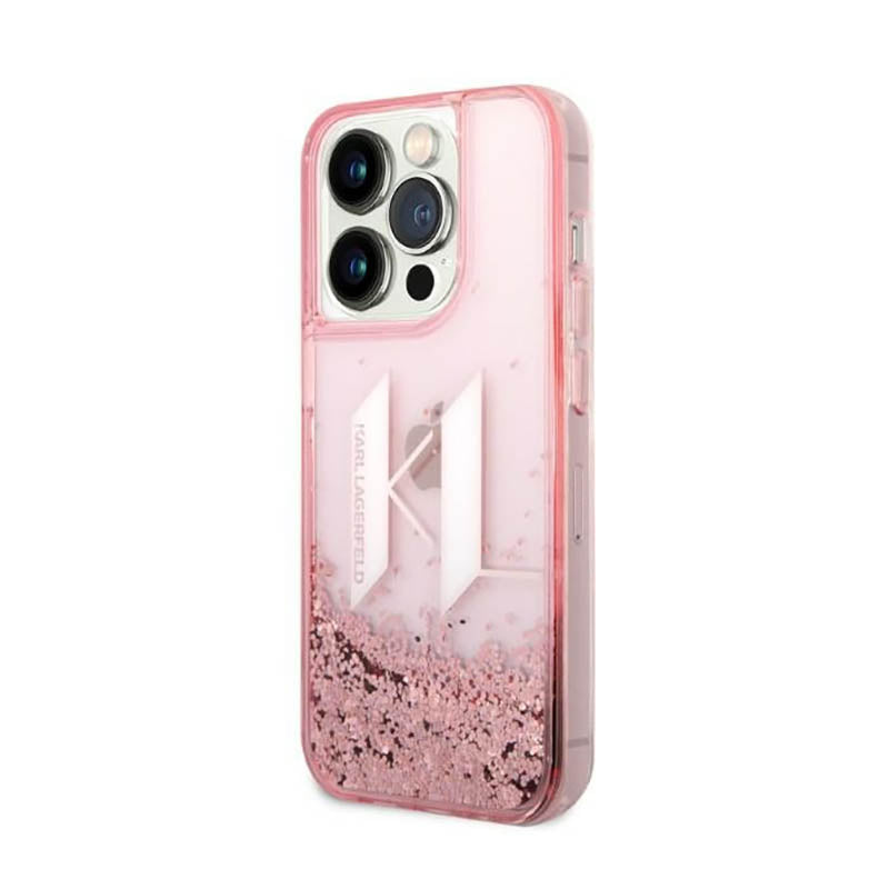 Karl Lagerfeld Liquid Glitter Big Logo dėklas – dėklas iPhone 14 Pro (rožinis)