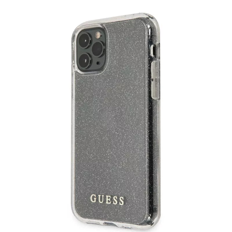 Guess blizgučių dėklas iPhone 11 Pro Max (sidabrinis)