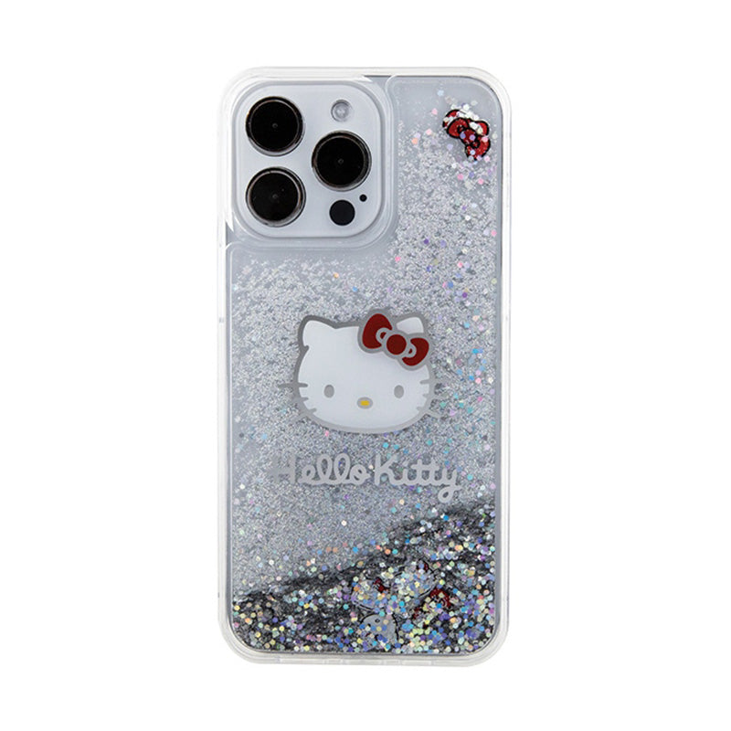 „Hello Kitty“ skystų blizgučių pakabukai „Kitty Head“ – „iPhone 15 Pro Max“ dėklas (sidabrinis)
