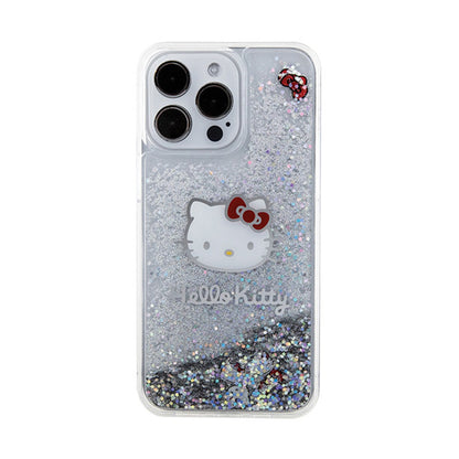 „Hello Kitty“ skystų blizgučių pakabukai „Kitty Head“ – „iPhone 15 Pro Max“ dėklas (sidabrinis)