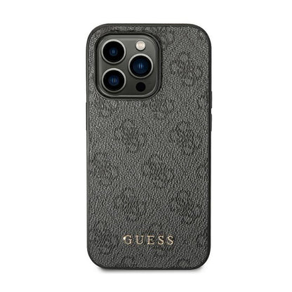 Guess 4G Metal Gold Logo dėklas iPhone 14 Pro Max (pilkas)