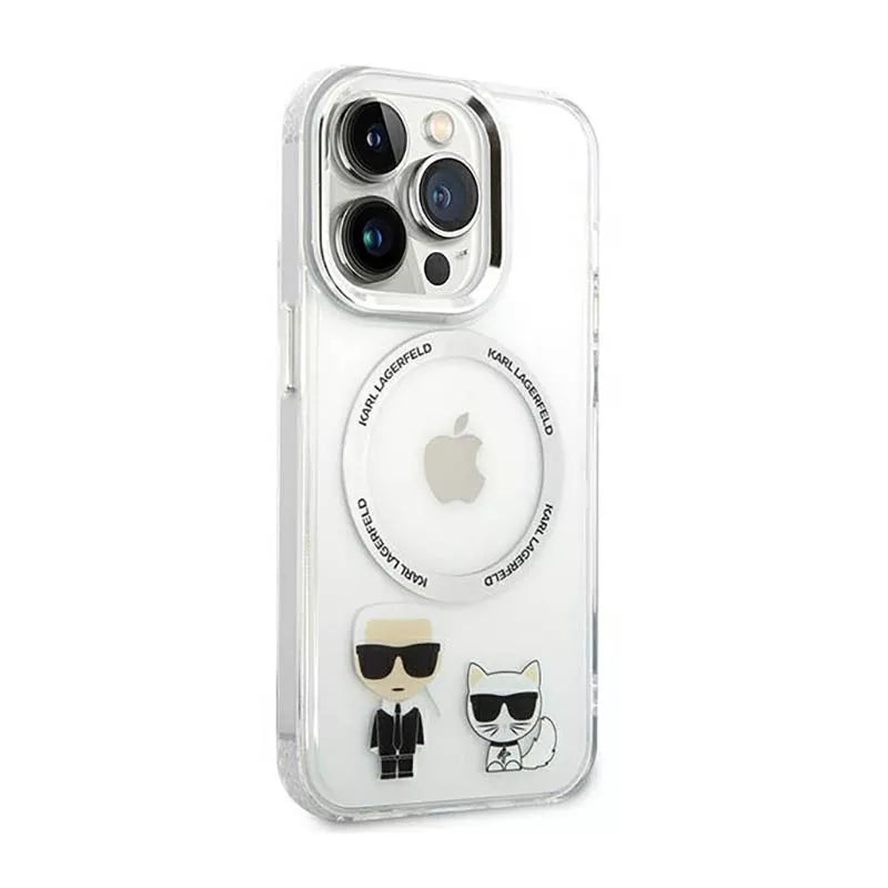 Karl Lagerfeld Karl&Choupette aliumininis MagSafe – dėklas skirtas iPhone 14 Pro (skaidrus)