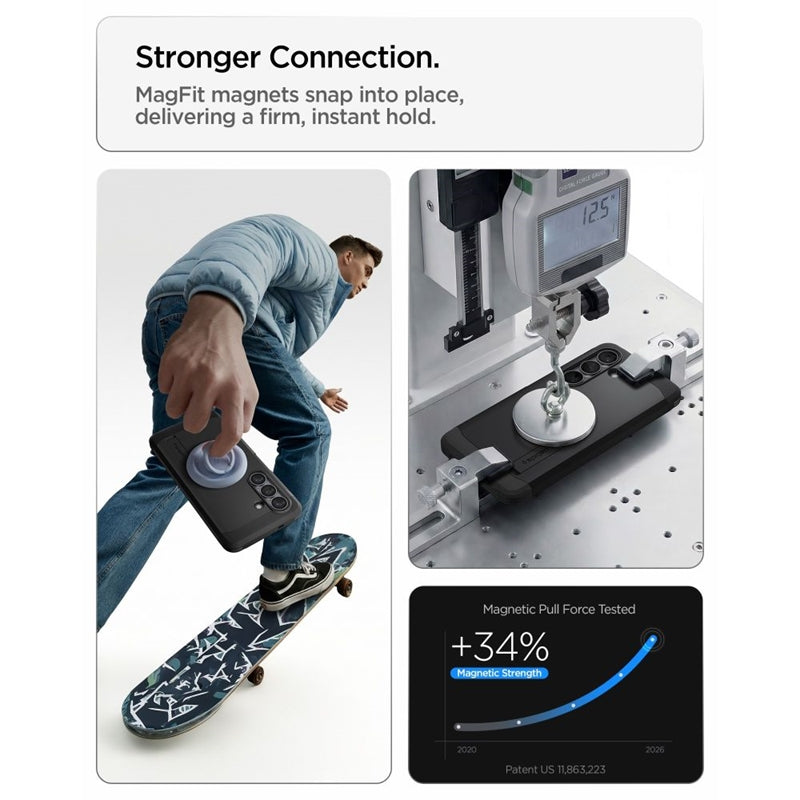 Spigen Tough Armor MagSafe dėklas, skirtas Samsung Galaxy S26 (juodas)