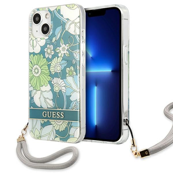 Guess Flower Cord – „iPhone 13 mini“ dėklas (žalias)