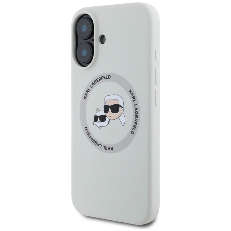 Karl Lagerfeld Silicone Double Heads And Circle MagSafe – dėklas skirtas iPhone 16 (smėlio spalvos)